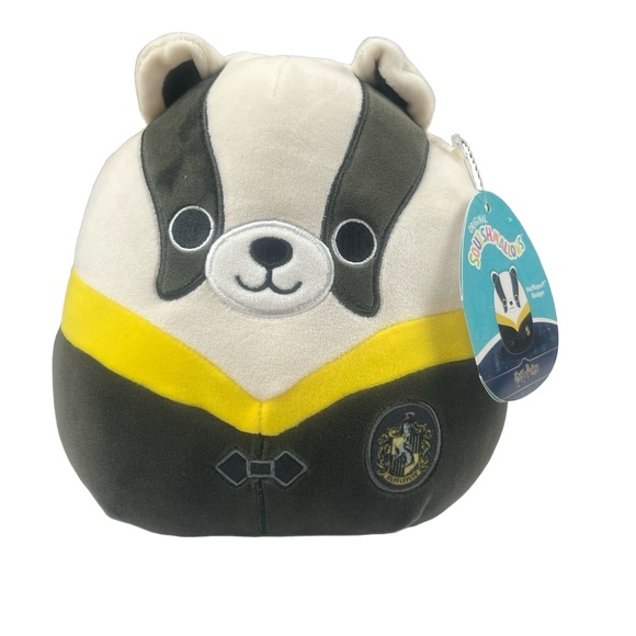 Squishmallows Harry Potter Hufflepuff Badger Plush 7in Yellow Gray Licensed - Picture 1 of 10